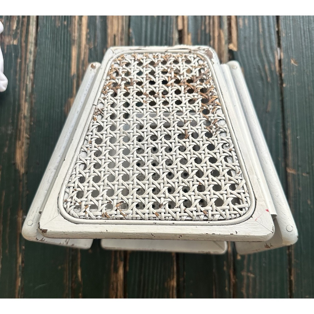 White Wicker Rattan Square Light Shade Shabby  Chic Lightshade‎ Vtg